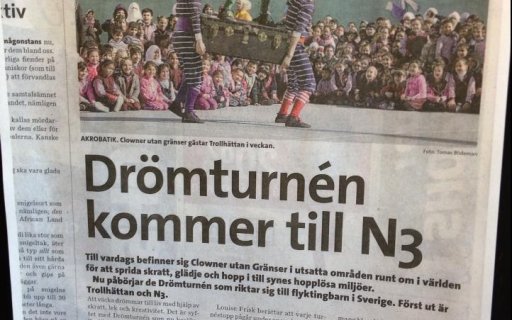 Tidningsurklipp om att drömturnén kommer till N3 i Trollhättan